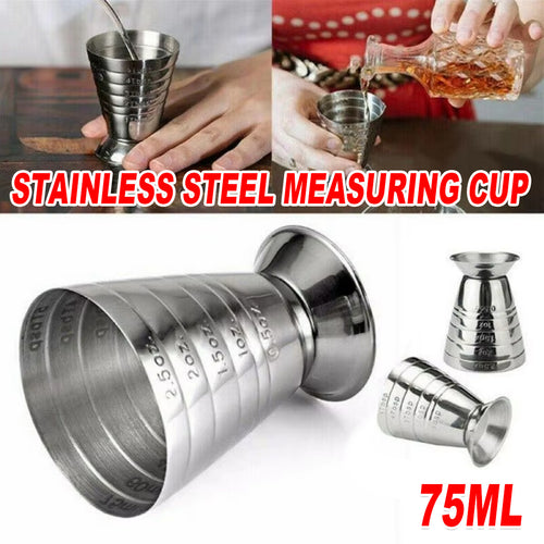 75ml Stainless Steel Cocktail Jigger Bartending Measuring CupBar Tool Dual Sided