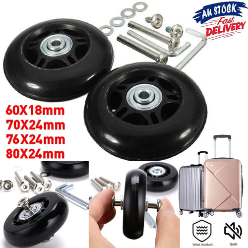 2/4PCS 60-80mm Luggage Suitcase Wheels Axles Repair Kit Replacement Low Noise AU