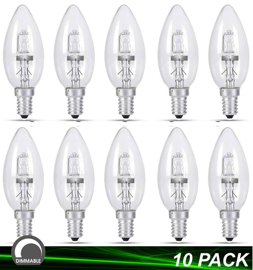 10 x 28W Clear E14 Candle Shaped Light Globes Bulbs Lamps Small Screw Halogen