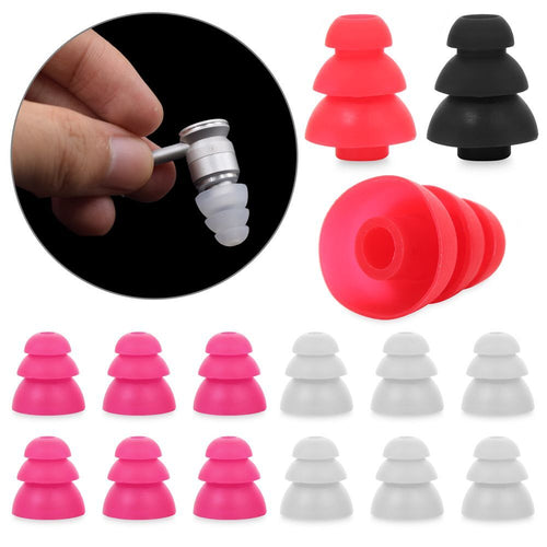 6pcs New Earphone Replacement Earbuds Cover Earplug Silicone Eartips Three Layer