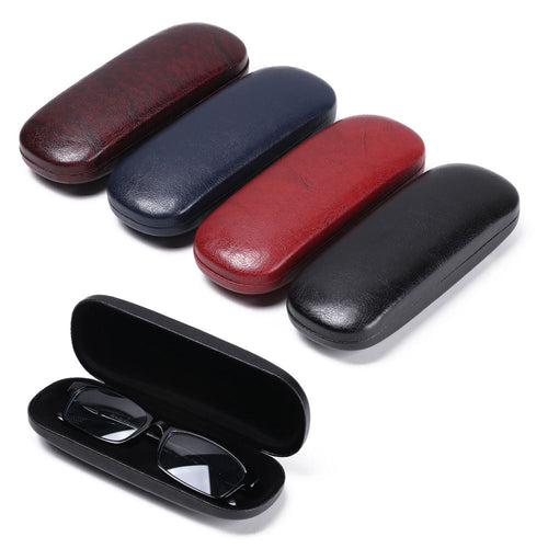 Hot Sale Leather Glasses Case For Men Waterproof Hard Frame Eyeglass Case Black