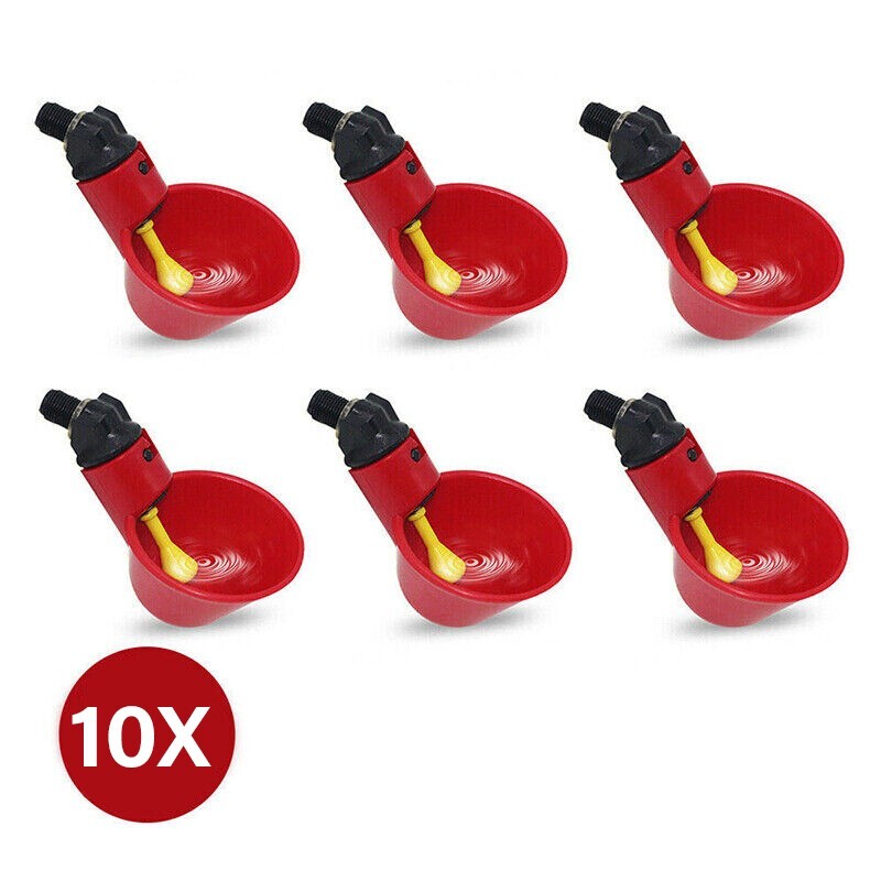 10 Pcs Automatic Cups Water Feeder Drinker Chicken Waterer Poultry Chook Bird AU