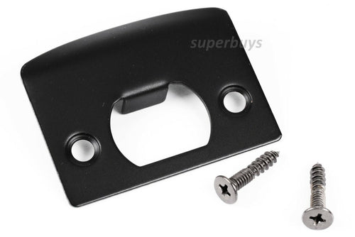 Matte Black D Type Door Lock Latch Striker Strike Plate Pad Square Locking Frame