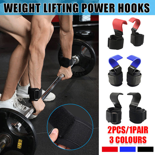 WEIGHT LIFTING POWER HOOKS POWER GRIPS WRIST SUPPORT BAR STRAPS GYM HOOK GLOVES