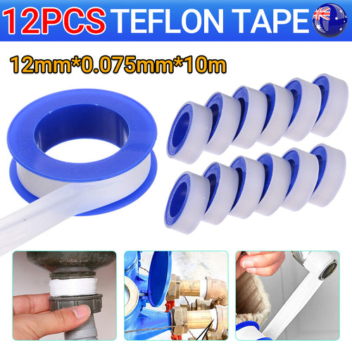 12X Teflon Tape 12mmx10M white thread PTFE plumbing tape plumbers sealing water