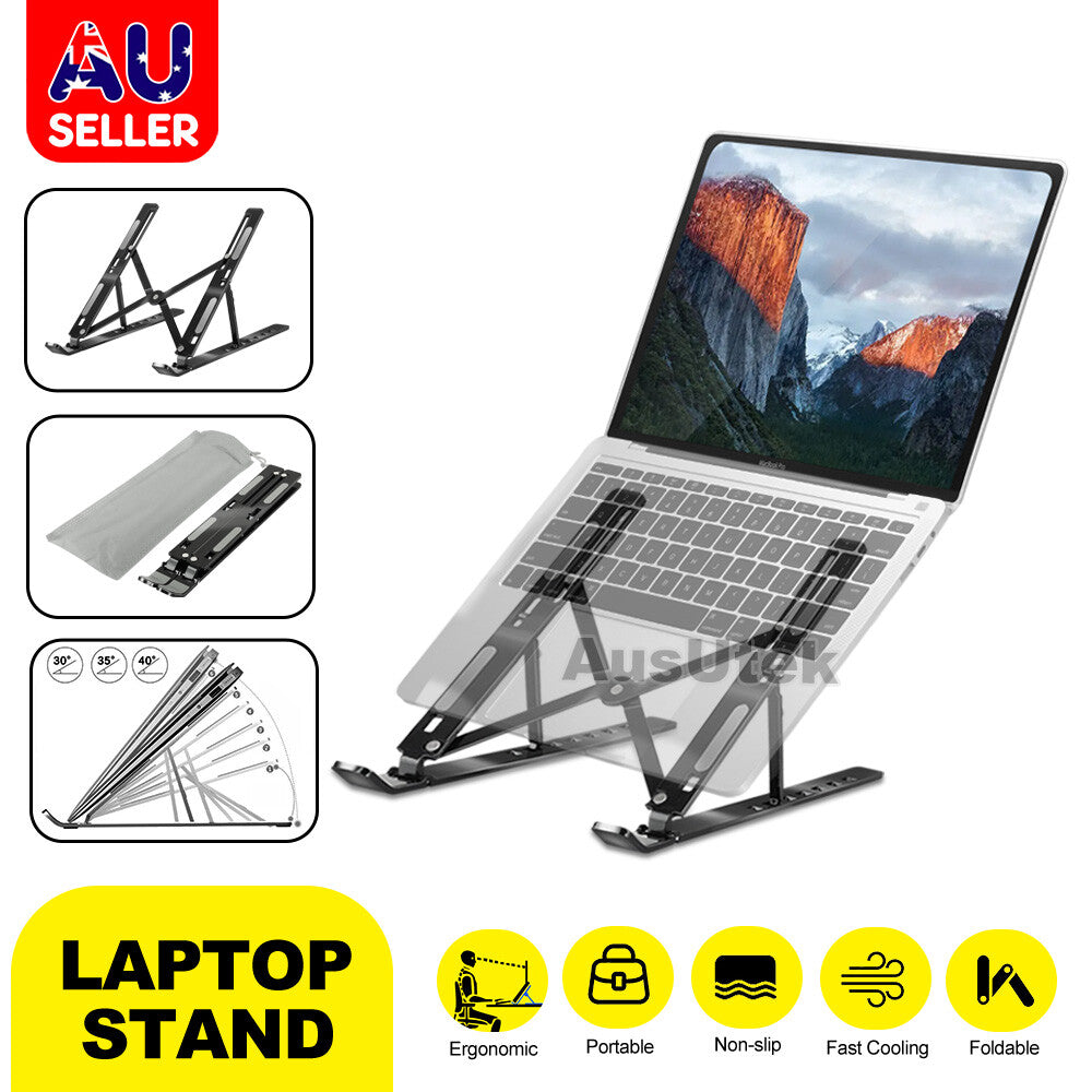 Adjustable Aluminum Laptop Stand - 6-Level Height, Foldable & Portable Design For 8-16” Laptops, Enhanced Ventilation & Heat