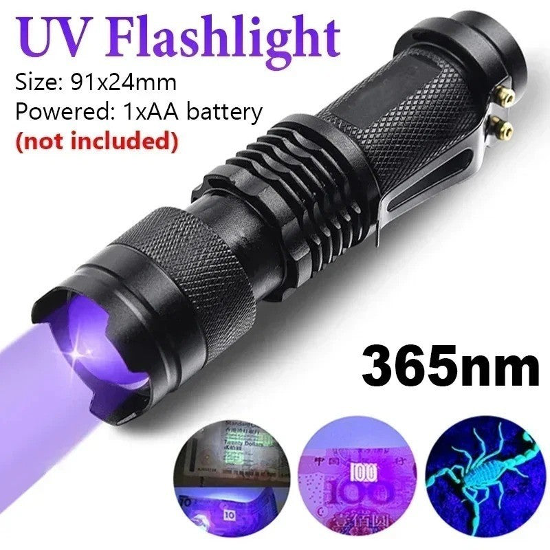 UV Ultra Violet LED Flashlight Blacklight Light 365 395 nM Inspection Lamp Torch