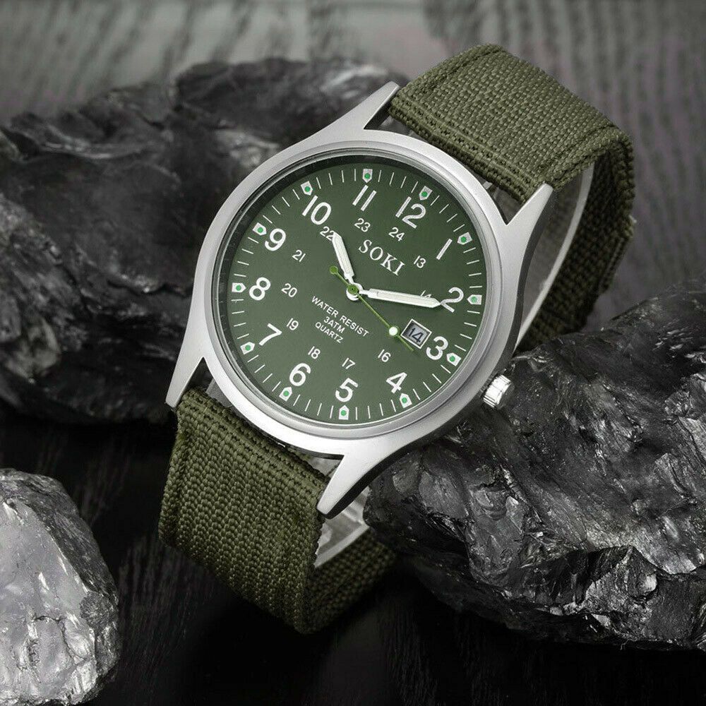 Portable Stainless Steel Fashion Military Sport Men's Wrist Watch Quartz