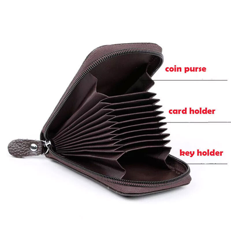RFID Blocking Leather Wallet Anti-theft Credit Card Holder Men Women Coin Purse