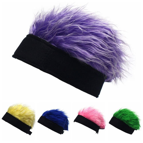 Retro Fake Hair Skullcap Hip Hop Beanie Wig Hat Punk Fun Short Hair Caps Men