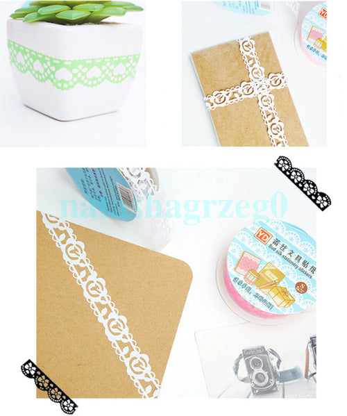 New 1pc Roll Lace Paper Adhesive Washi Tape Sticker Masking Craft Decorative DIY