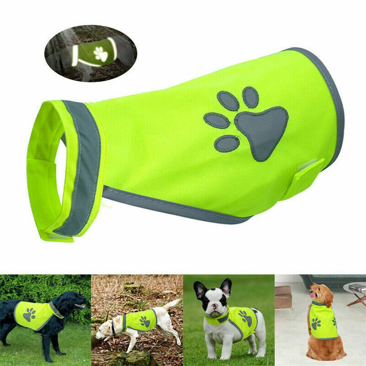 Reflective Dog Safety Vest High Visibility Fluorescent Pet Hi Vis Jacket Coat