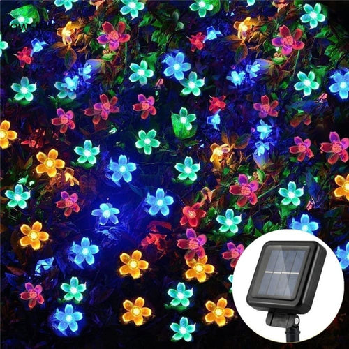 100 LED Solar String Lights Peach Flower Fairy Outdoor Garden Party Decor