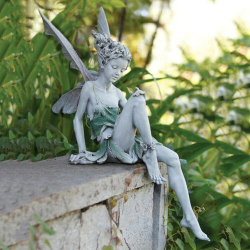 Garden Sitting Fairy Statue Ornament Resin Craft Landscaping Yard Figurine Decor