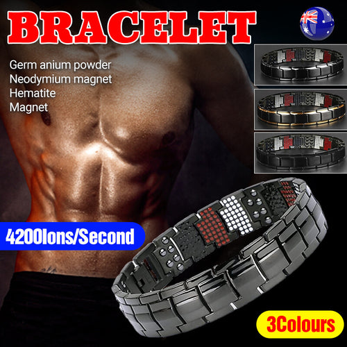 Mens Double Strong Magnetic Therapy Bracelet Arthritis Pain Relief Jewelry AU