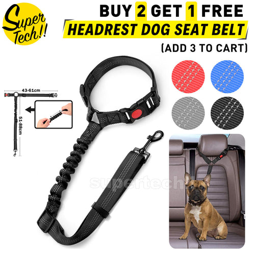 Headrest Anti Shock Pet Dog Car Seat Belt Bungee Lead Travel Safety Harness Clip – Compatible with Seat