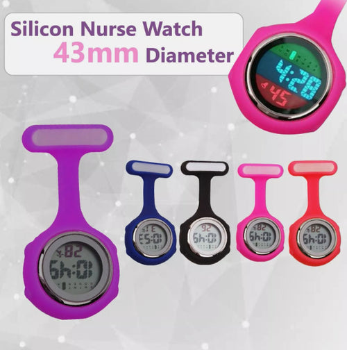 Electric Multi-function Digital Silicone Nurse Watch Brooch Pocket Medical Fob