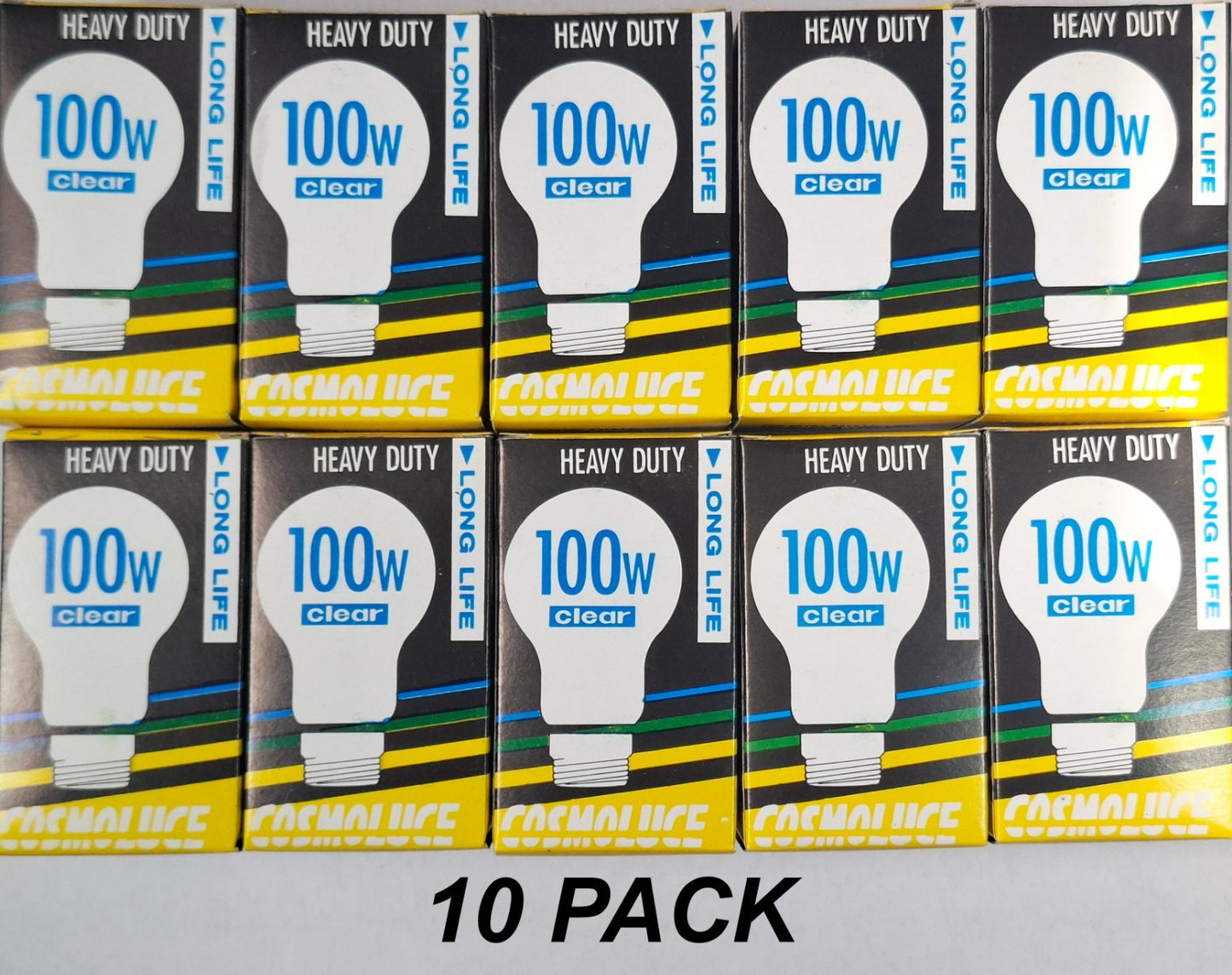 10 x 100W Clear Light Globes Bulbs E27 Screw Incandescent Dimmable Warm White