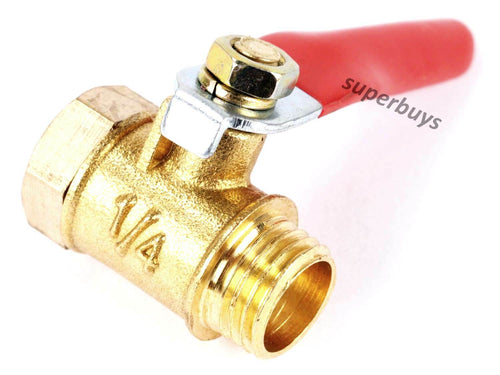 1/4" BSP Thread Male To Female Brass Shut Off Valve Cock Inline Ball Valve Lever