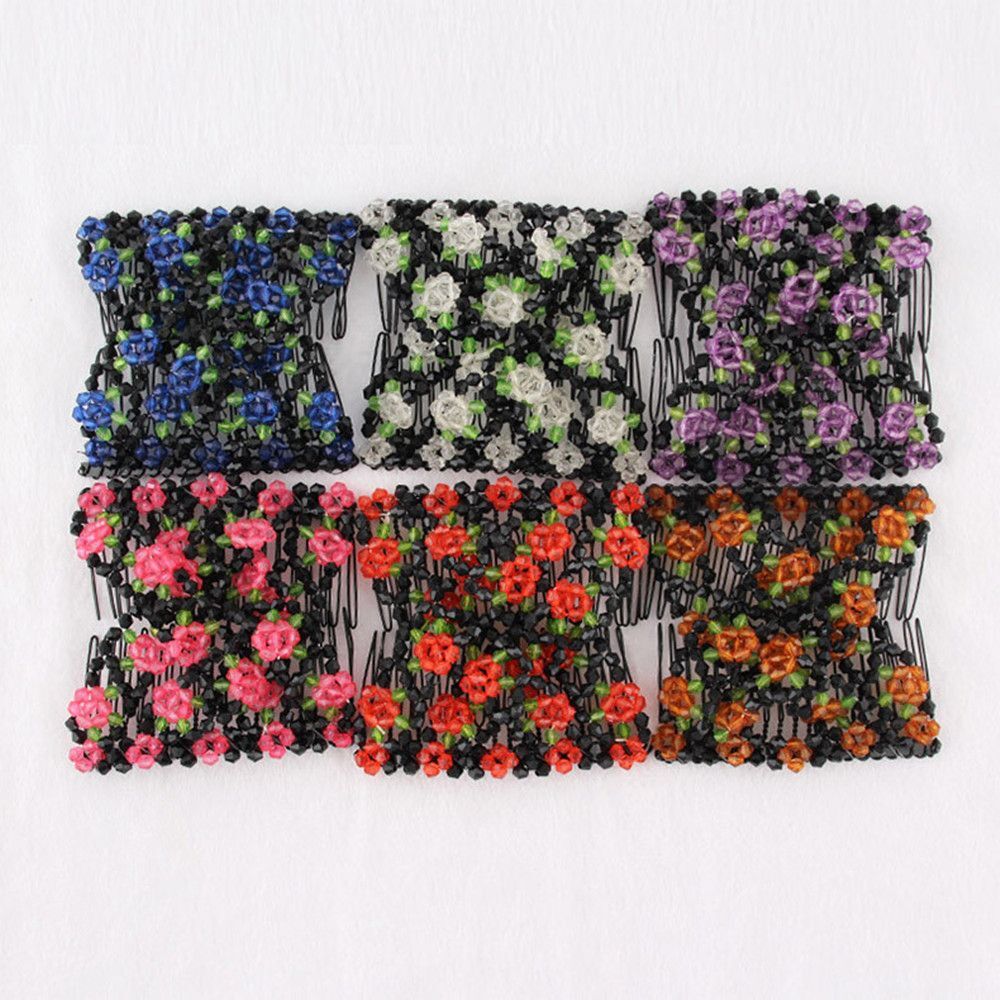 Accessories Stretchy Magic Beads Hair Combs Clips Elasticity Double Hair Comb