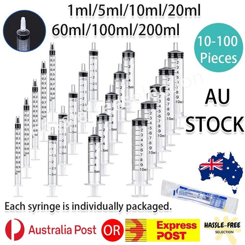 10-100PCS Disposable Plastic Syringes 1ml 5ml 10ml 20ml Measuring Tube Funnel