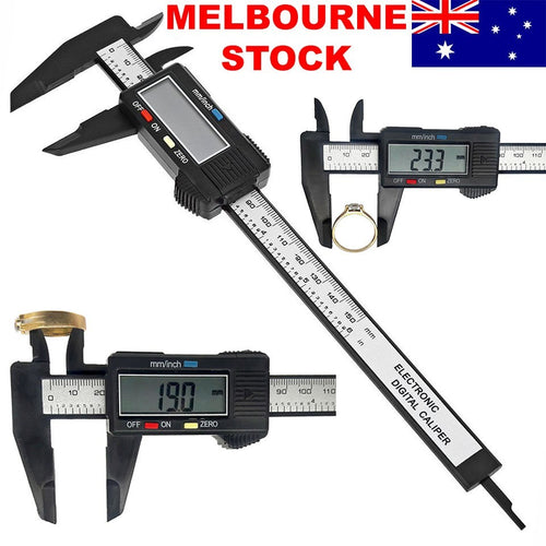 150mm Digital Caliper Carbon Fibre Plastic LCD Vernier Gauge 0.1mm Inch MM Tool