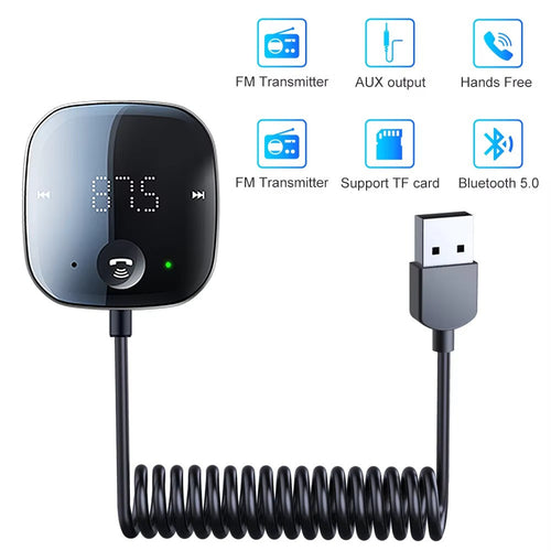 USB Bluetooth 5.0 Wireless Car FM Transmitter Aux Stereo Audio Receiver Adapter