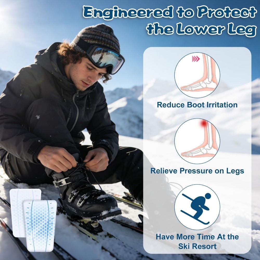 Shock Absorption Ski Gel Guards Reusable Shin Pads Skiing Equipment