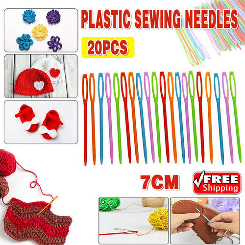 Mix Colour 20PCS Plastic Darning Threading Weaving Sewing Needles Great for Kids