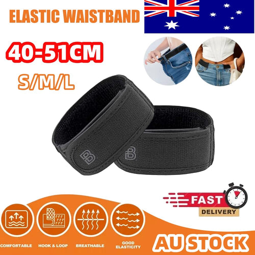 2PC BeltBro No Buckle Elastic Belt Comfort Adjustable Belt Loops For Men Women