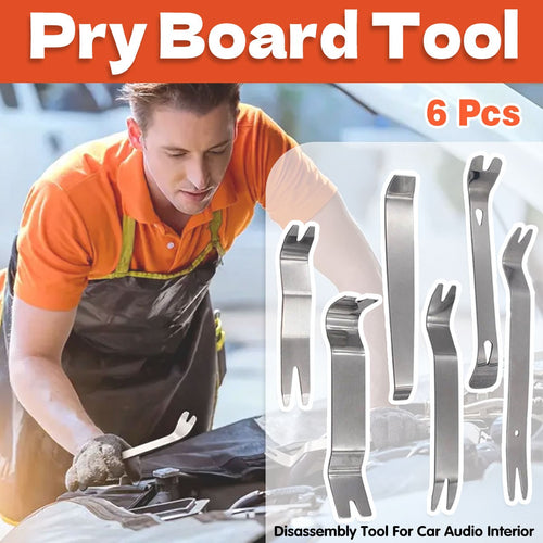 Car Trim Removal Tool Set 6pcs Metal Pry Bar Panel Clip Fastener Dismantle Kit