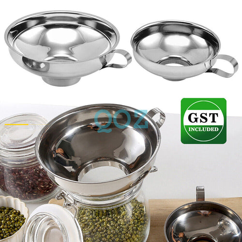 1/2pc Stainless Steel Funnel Hopper Filter Wide Mouth Canning Kitchen Detachable
