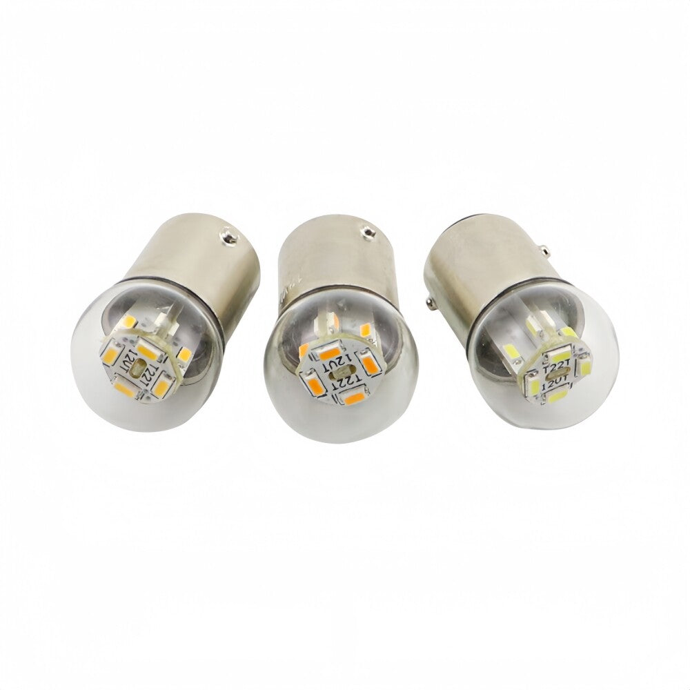 2 x Cool White G18 BA15S 1156 6V 12SMD 100LM LED Globes (2pcs)