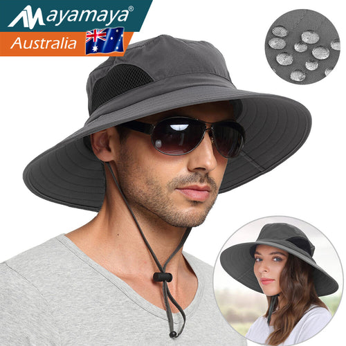 Men Wide Brim Bucket Hat UV Protection Sun Cap Women Fishing Hiking Outdoor Gift