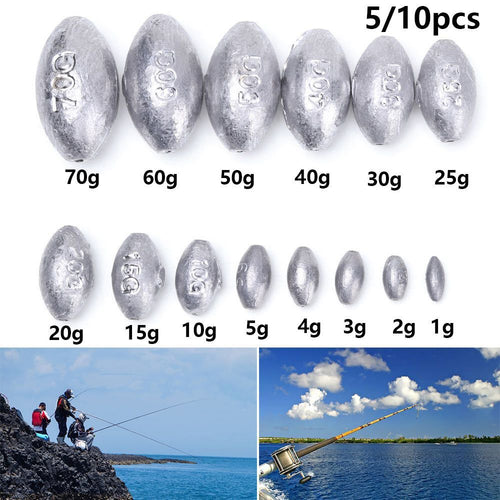 Shot Line Sinkers Weights Fishing Lead Fall Olive Shaped Sinker Hook Connector