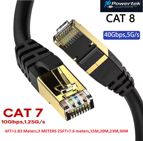 0.5M~30M CAT8 CAT7 RJ45 Round Network Cable Shielded Grounding Black lot