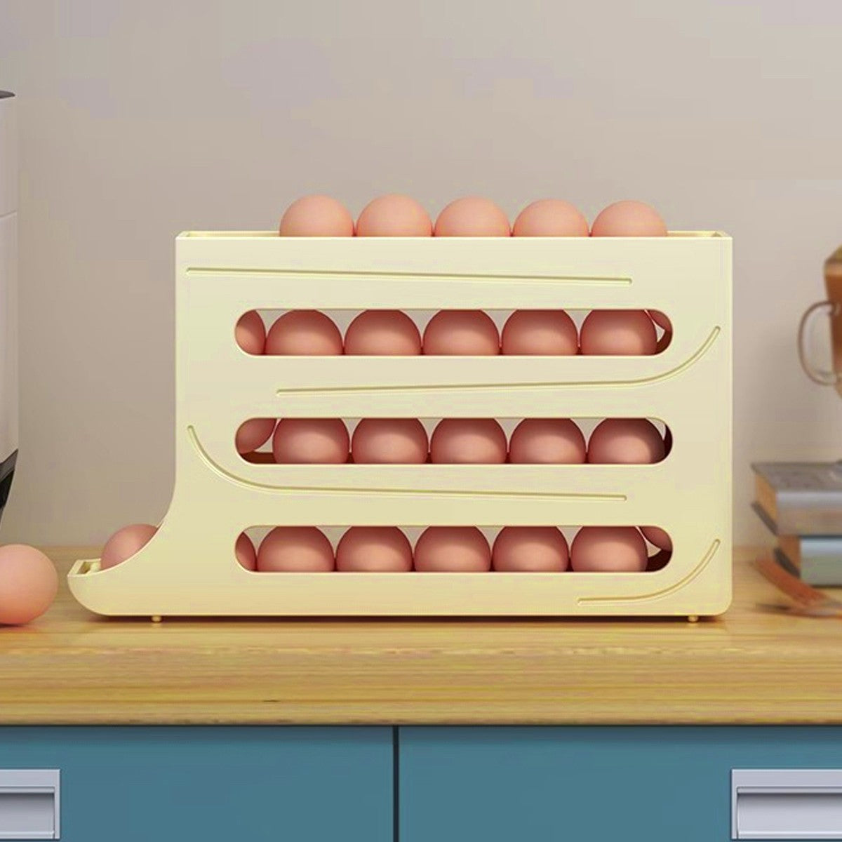 2/4-Tier Automatic Scrolling Egg Rack Holder Storage Box Container Refrigerator