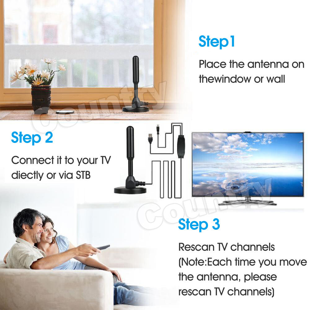 Portable TV Antenna Indoor Outdoor Digital HD Freeview Aerial Ariel 200Mile AU