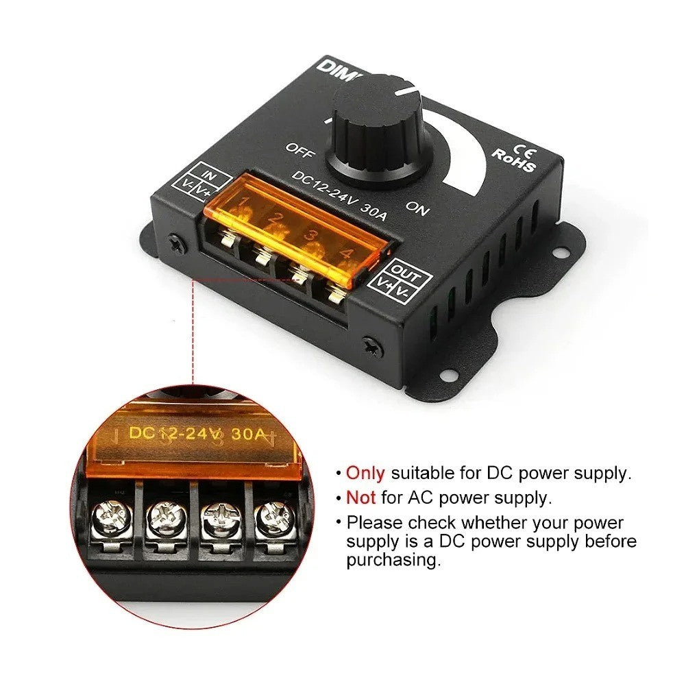 DC 12v 24v 30A Led Switch Dimmer Controller For Led Strip Light Single Colour