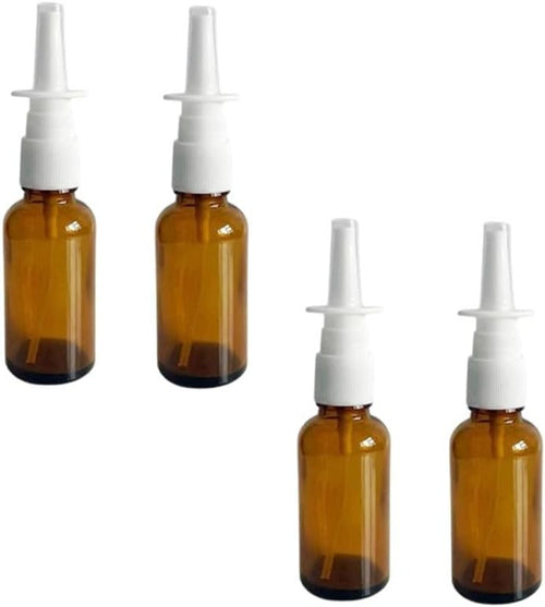 4Pcs 15Ml Amber Glass Nasal Spray Bottles with Fine Mist Nozzle – Refillable Emp