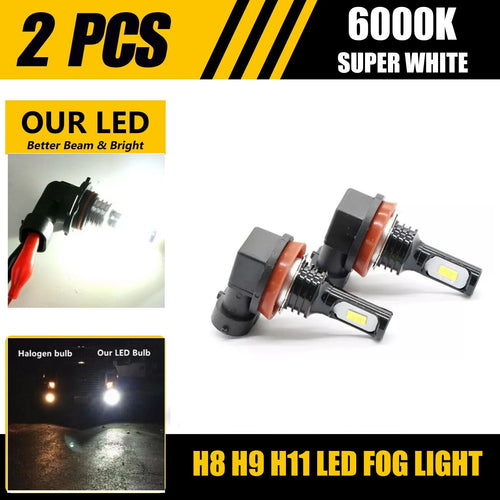 2Pc H16 H11 H9 H8 Bright 6000K White Headlight Bulb LED Kit Low Beam Fog Lights