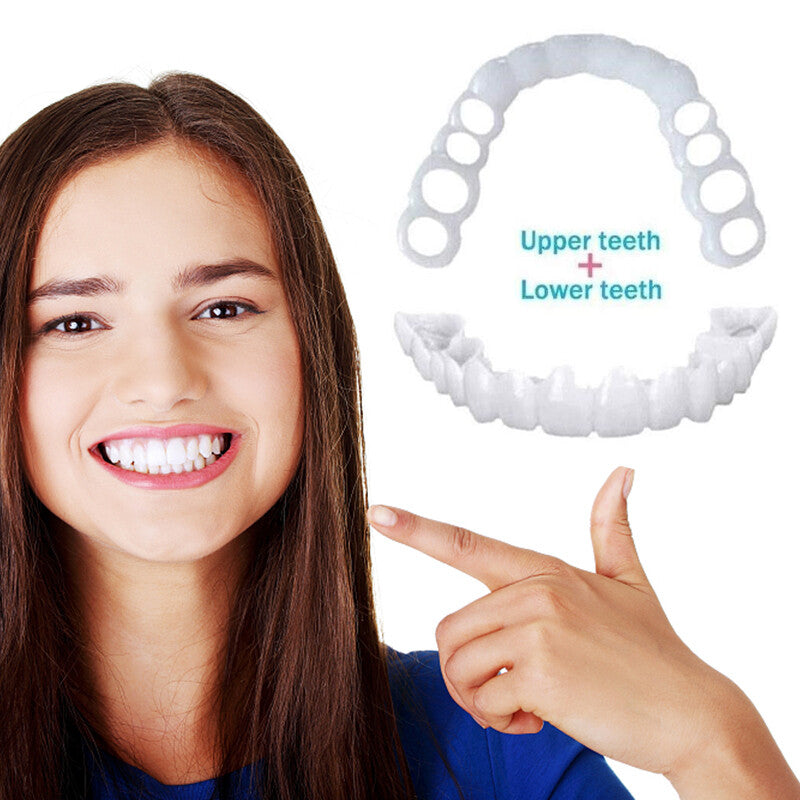 Snap On Bottom /Upper Lower False Teeth Dental Veneers Dentures Fake Tooth Smile