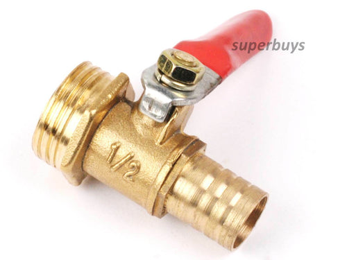 1/2" BSP Male Brass To 12mm Hose Barb Shut Off Valve Cock Tap Inline Ball Valve