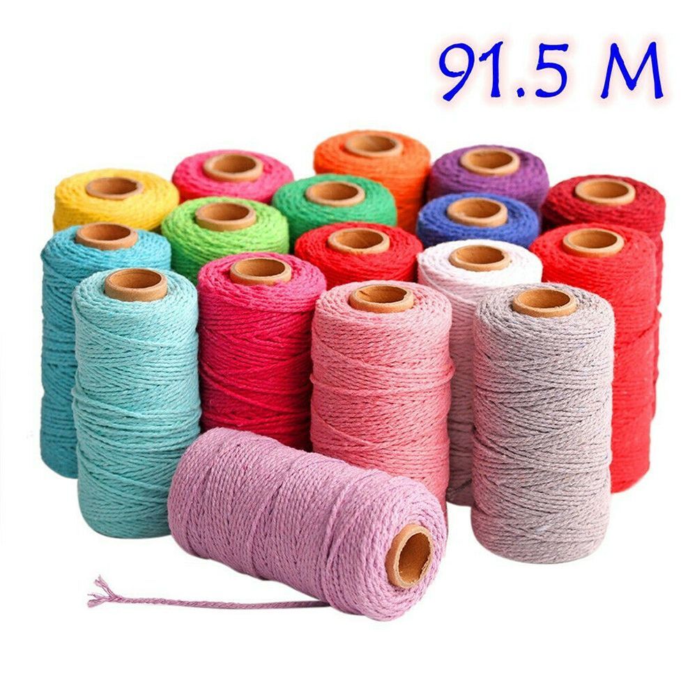 91.5M Yards Cotton Yarn Macrame Rope Twisted Soft Cotton Twine String Cord