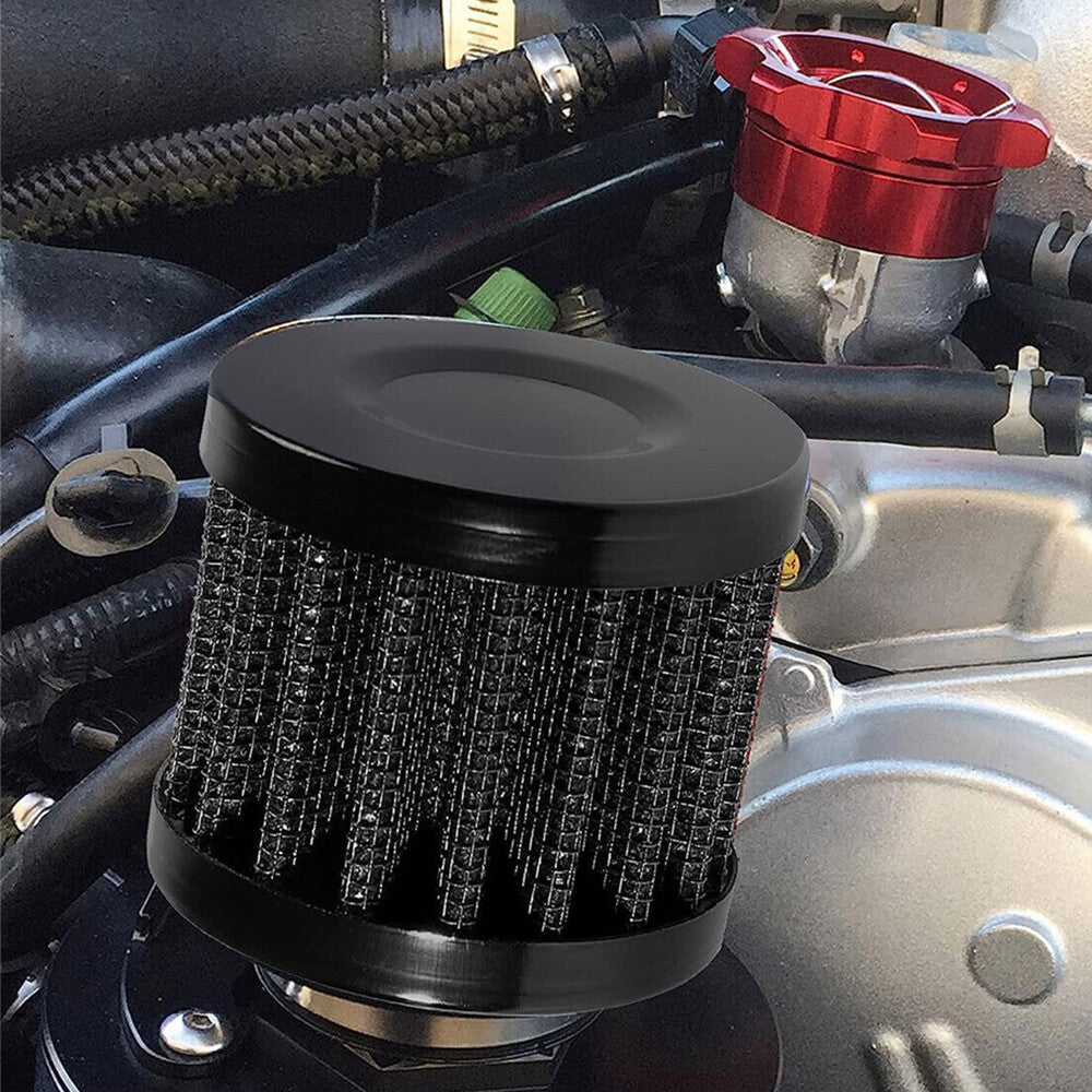 2pc Car 12mm Oil Mini Air Filter Intake Vent Valve Cover Breather Fuel Crankcase