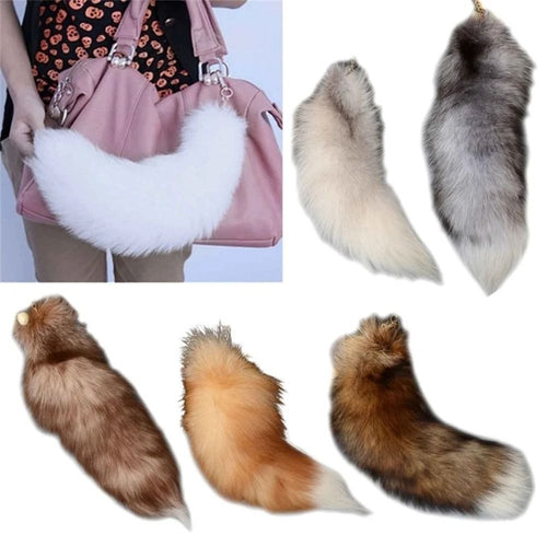 Therian Tail Plush Keychain Long Pendant Cosplay Tail Animal Car Keyring 28 40CM