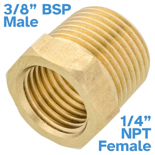 Brass 3/8" BSP Male To 1/4" NPT Female Pipe Reducer Threaded Adapter Fitting