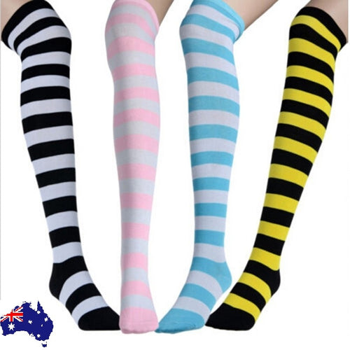 Over the Knee Long Sock Thigh High Striped Socks Women Cotton Sexy Stockings