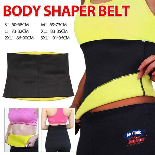 Hot Fit Body Shaper Slimming Belt Waist Trainer Tummy Trimmer Sweat Fat Burn OZ