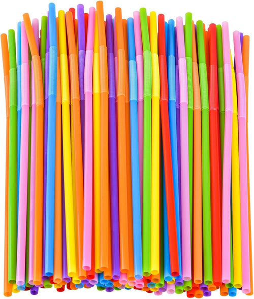 100/500Pcs Flexible Bendy Straws Reusable Long Drinking Straws Party Smoothie AU
